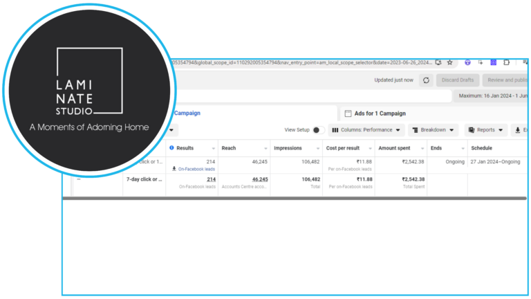 LEAD GENERATION By Laminate Studio For Interior Work 214 Leads Per Lead Rs. 11.88